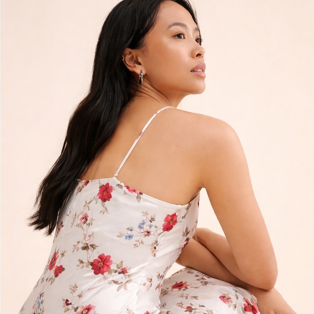 *FREE w/purchase* Vintage Floral Silk Floral Slip Dress